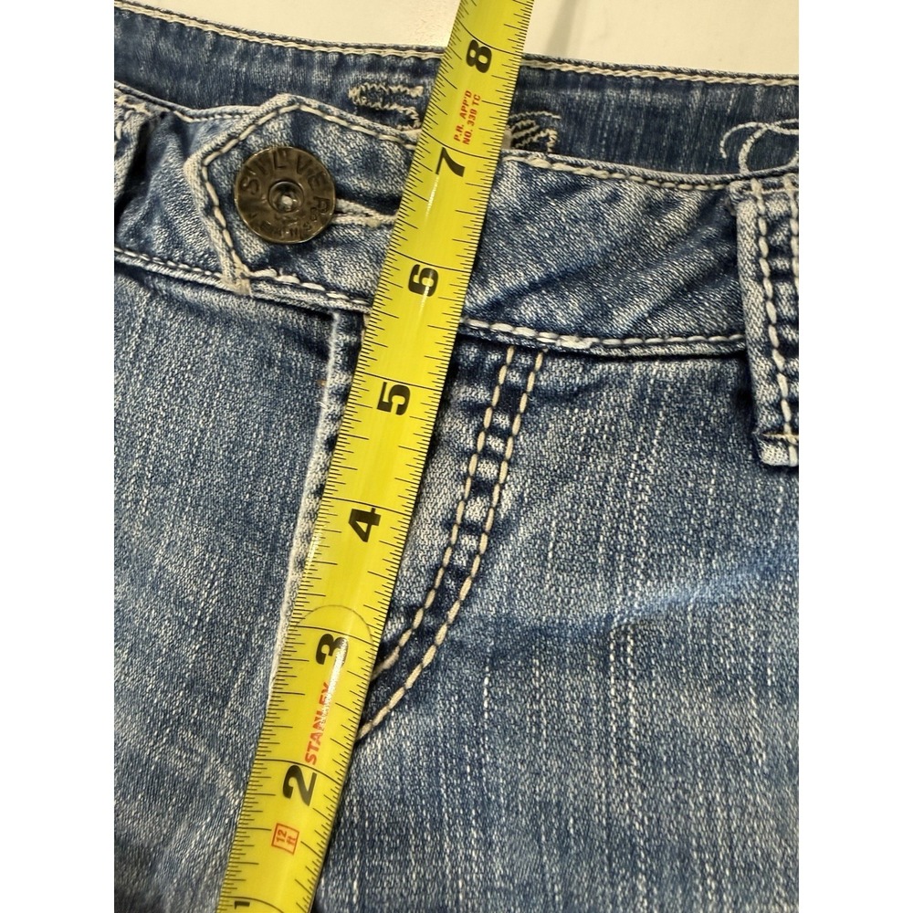 Silver Jeans Womens lightly Distressed Tuesday 20" Bootcut 30x33 White Stitch - Picture 9 of 10